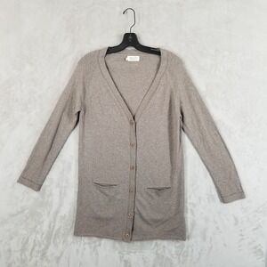 Toast Cardigan Women 10 Beige 100% Wool Longline Pockets Lightweight Sweater‎